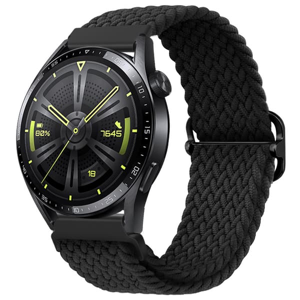 Justerbart vevd nylonarmbånd, Unisex, 22mm, Svart