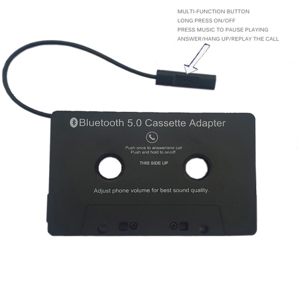 Bilstereo Bluetooth Kassettmottaker Båndspiller Bluetooth 5.0 Kassett Aux Adapter Svart