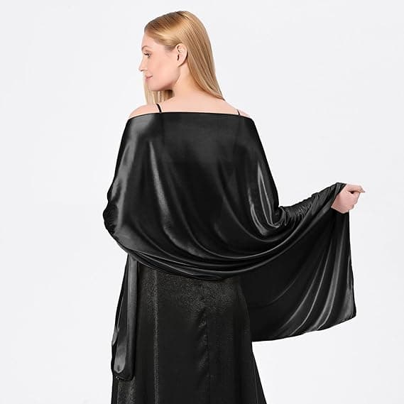 Satinsjal til Kvinder Bryllupssjal Passer til Aftenkjole Elegant Chic Sjal Passer til Gray