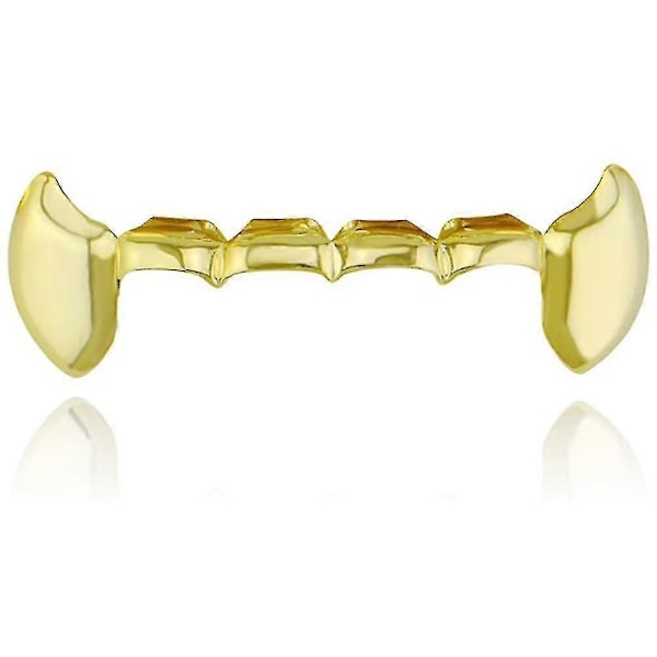 18k Gullbelagte Grillz Vampyr Dracula Tenner Grillz 2stk Enkle Hoggtenner Og 6 Nedre Grillz Sett