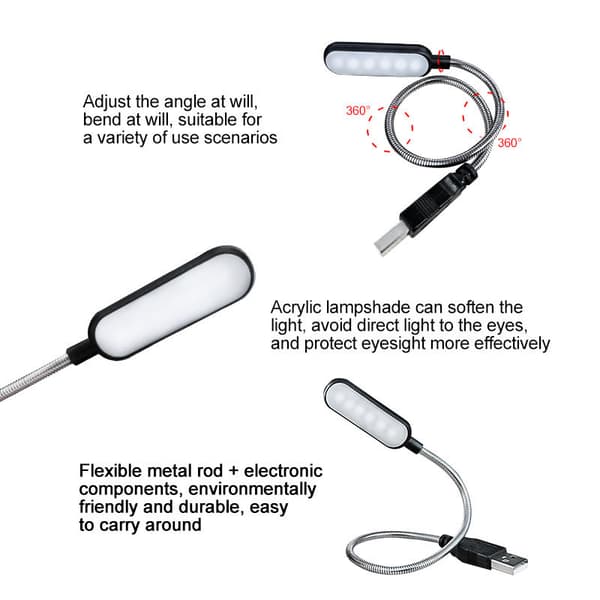 2-pak LED-lampe USB USB-lys til bærbar computer tastatur gåsehals