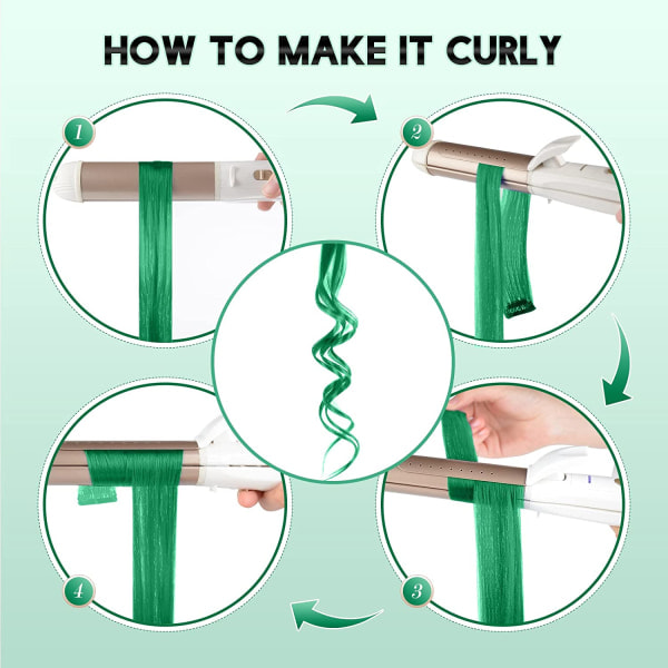 Green Clip in Hair Extensions 10 Pieces 22 Inch