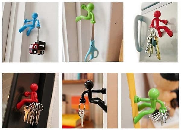 Set med 4 starka magnetiska nyckelhållarkrokar för väggmontering