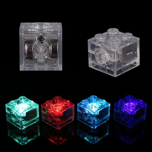Lys Sæt Klar Transparent Klods Reservedel til DIY Byggeklodser Red blue double flash