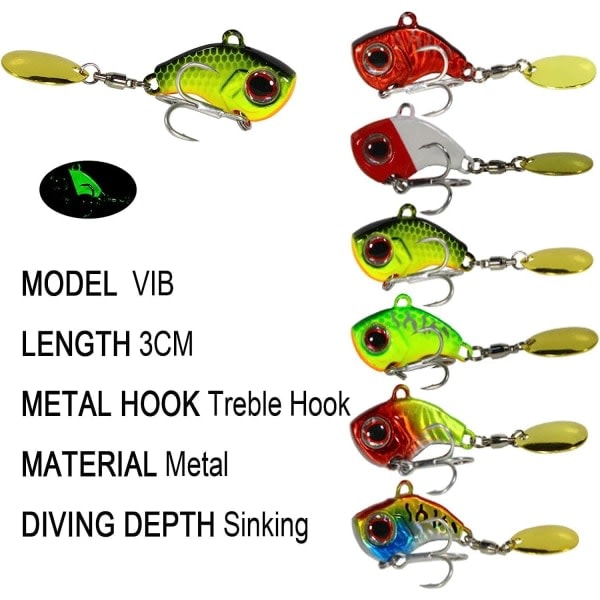 Spinnfiske, Fiske, Jigg Spinnare, Konstbete, Fiskeredskap, Jiggspinnare för Abborre och Gädda, 6 stycken