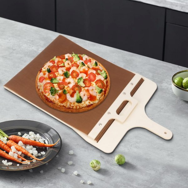 Glidande pizzaskal, magic non-stick pizzaöverföringsreglage med handtag, supersmart pizzaspatel, en bra tillbehör för pizzaugn