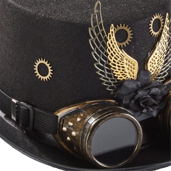 Mode Top Hat Steampunk Hat Halloween Hat med Gear Wings Goggles Performance Hat Top Hat til Maskerade Fest