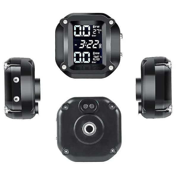 TPMS Motorcykeldäcktryckssensorer Motor TMPS Däcktrycksövervakningssystem Vattentät 2-hjuls Däck Extern Sensor