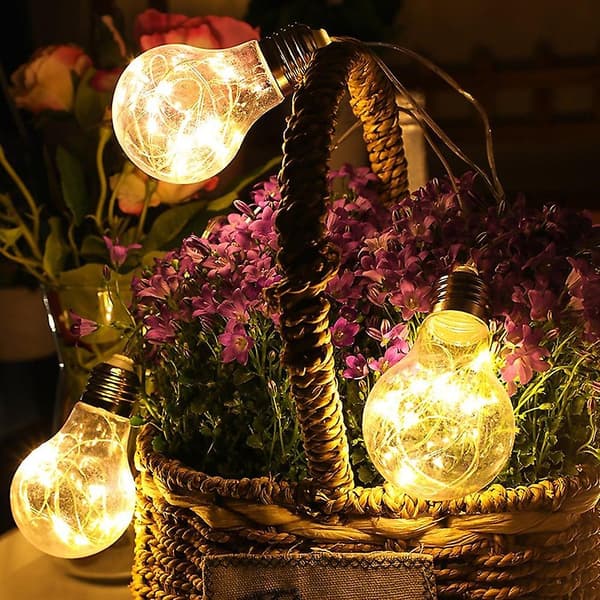 Kobbertrådslampe Lysstreng 4m 10 LED Fe-lys Batteri Have