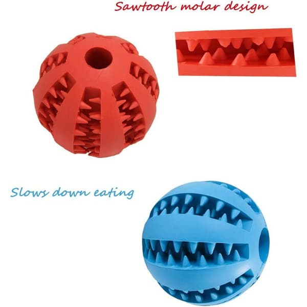 Läckagesäker husdjursboll, hundleksaksboll, tuggtålig vattenmelonboll, elastisk molar 1*Röd+1*Mörkblå Rund Liten-5cm