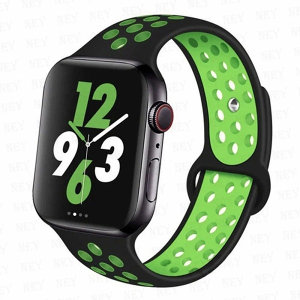 Urheilunauha Apple Watchille, 45 mm, 49 mm, 44 mm, 40 mm, 41 mm, 42 mm, silikoninen ranneke, correa iWatch Ultra 2 Series 9 8 SE 7 6 5 4 3 Musta vihreä 9 M-L