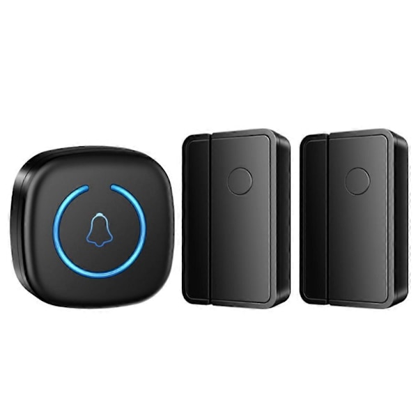 M8 Kommerciel Trådløs Dørmagnet Sensor Ringeklokke Velkomstbesøgende Alarm med 2 Sendere 1 Modtager Multicolor EU Plug Black Multicolor