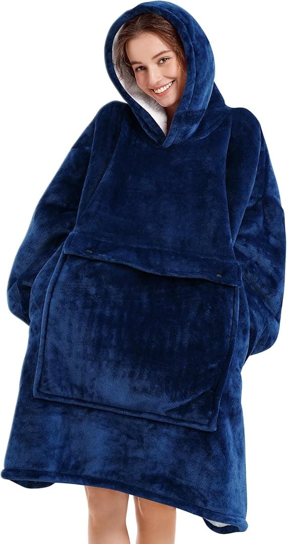 Hettegenser - Teppe - Teppegenser - Oversized - Kreativ Hettegenser - Mørkeblå Dark Blue