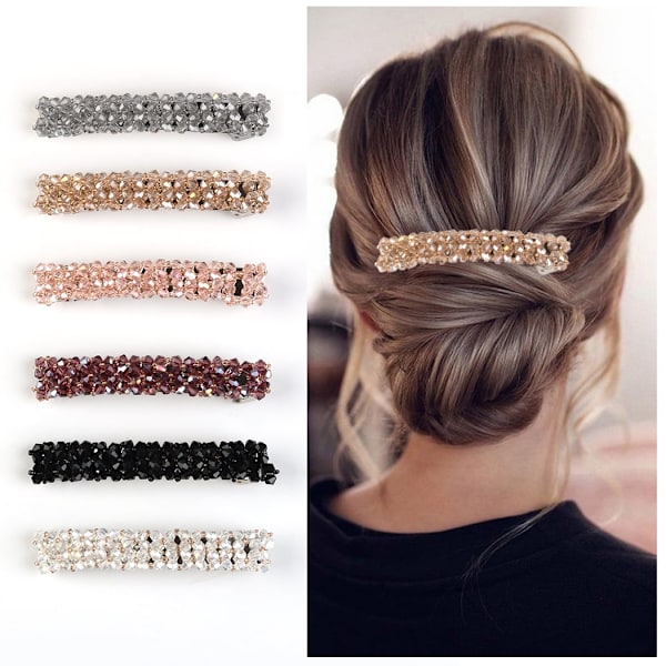 6 stk. hårklemmer med rhinestones, dekorative hårklemmer