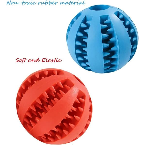 Läckagesäker husdjursboll, hundleksaksboll, tuggtålig vattenmelonboll, elastisk molar 1*Röd+1*Mörkblå Rund Liten-5cm