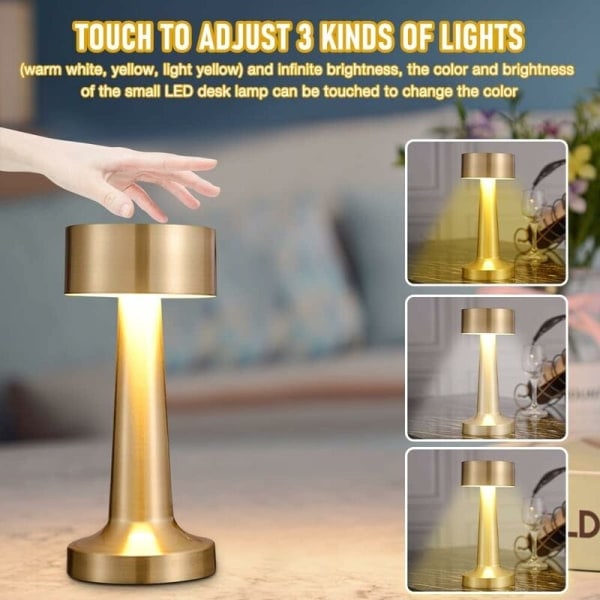 Trådløs Bordlampe, Genopladelig Bordlampe, Dæmpbar Bordlampe