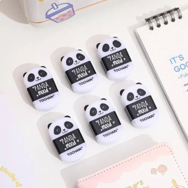 3 stk Panda Design Viskelær Barn Student Skrivesaker Penn