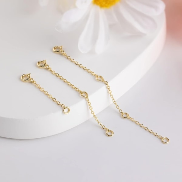 3 st guld halsband förlängare pläterade halsband kedja förlängare