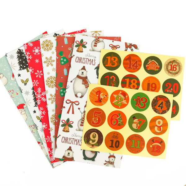 Julklappspåsar med 24 set juldekaler Adventskalender Godispåsar - MC2-155