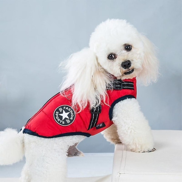 Stor hundjacka med sele Vintervarma hundkläder Vattentät Svart 2XL