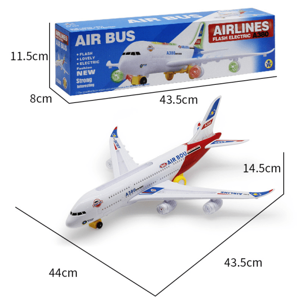 Airbus Legetøjsfly Med Smukke Tiltrækkende Blinkende Lys Og Realistiske Jetmotorlyde Bump