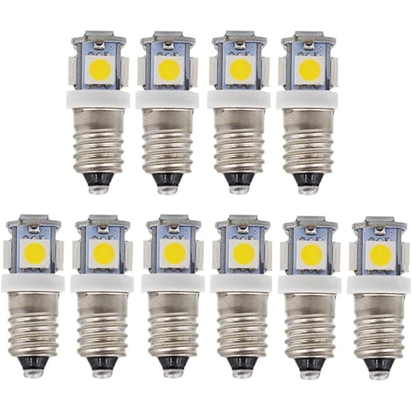 10 stk. E10 6V LED-pærer 5SMD 0,5W 50LM pære (varm hvid) - Perfet