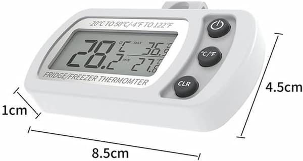 Kylskåpstermometer, termometer med krok, max/min-registrering