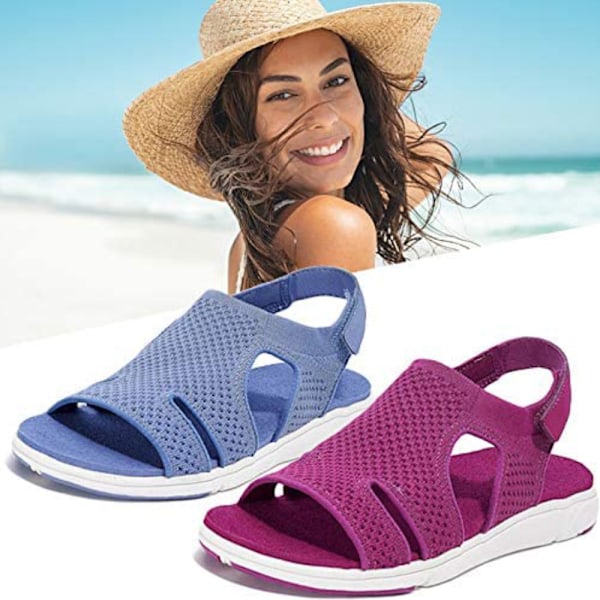 Dame bløde tå Mesh Overdel Sandaler Walking Cross-Strap Sko . Abrikos 41 Apricot