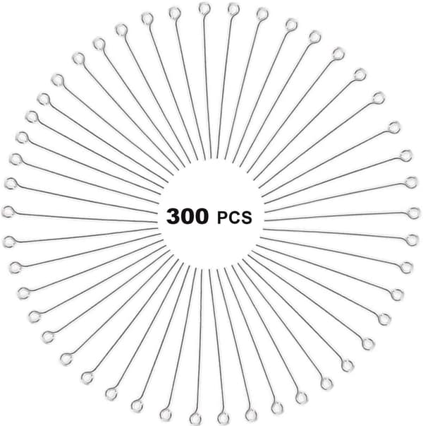 300 stk. 4 cm 304 rustfrit stål åbne øjenstifter hovedstifter til smykkefremstilling, (sølv)