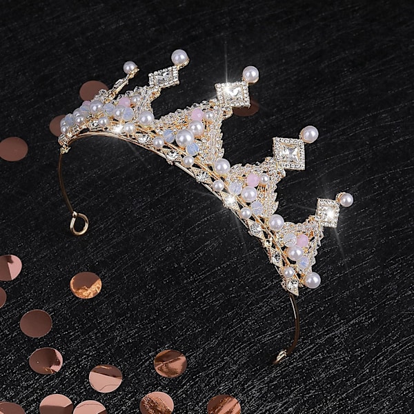 Kristallpärltiaror för flickor, Prinsesskostym Krona Bröllop Hårband Drottning Cosplay Håraccessoarer 1 st