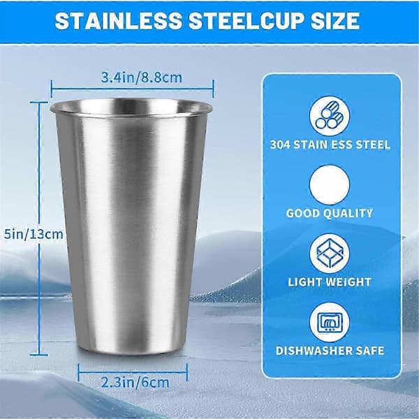 8-pakning 47 cl Rustfrie Stålkopper, Rustfri Stålkopp, Pintkopp Tumbler, Vannglass, Stabelbare, Gjenbrukbare