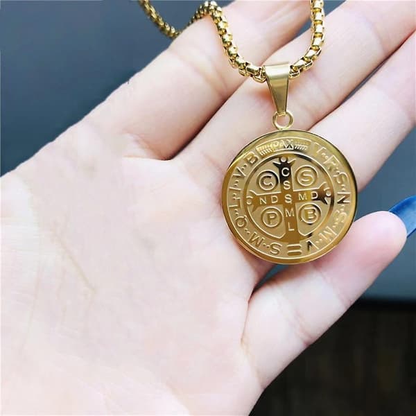 Katolsk Sankt Benedictus Medaljon Titanstål Halskæde (2-pak)