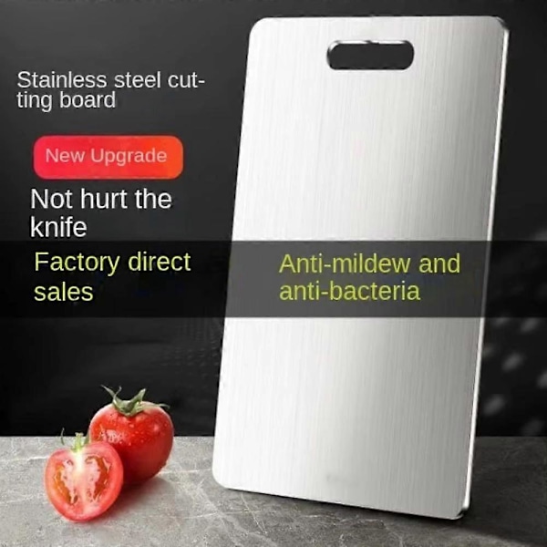Tyk Rustfrit Stål Skærebræt Antibakteriel og Skimmelresistent Husholdnings Skærebræt Køkken Æltebræt 39x28cm
