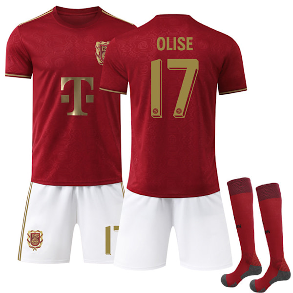 （Europa League Special!）25-26 FC Bayern München 125-årsjubileumsutgåva NO.17 OLISE Tröjor Barn Vuxen Fotbollsutrustning med Strumpor NO.17 S NO.17