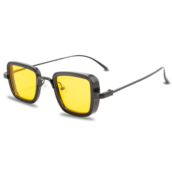 Vintage Metal Steampunk Solbriller Stilful Retro Shades UV400 Briller Black-Yellow