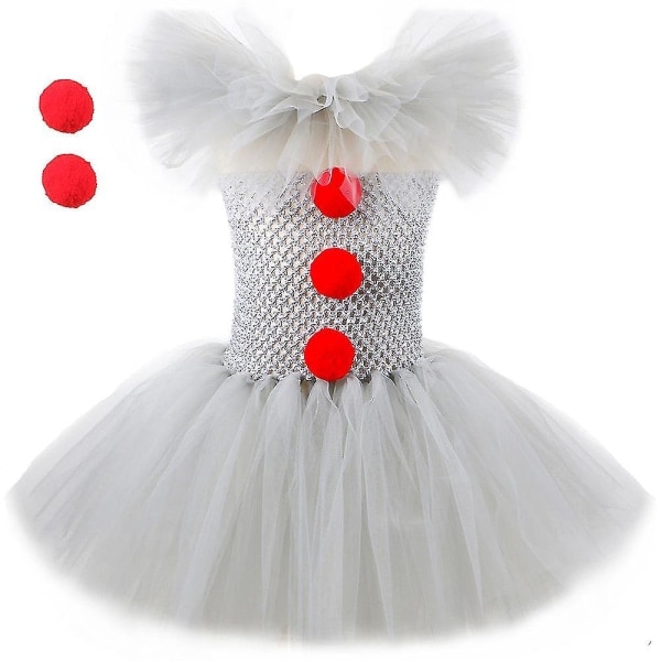 Clowndragt til piger til Pennywise Cosplay-sæt Halloween-karnevalfest for børn Fancy Dress Up_nn 8-9T