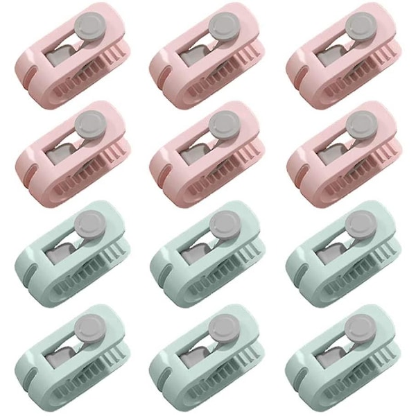 12-pack Quiltfäste Cover, Påslakan, Halkfri, Nålfri, Halkskydd, Quiltklämma, Säkerhetsfäste (Rosa+Grön)