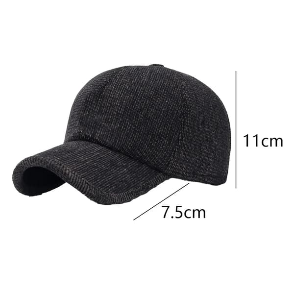 Baseballcaps for menn, vintervarm fleece med øreklaffer, caps med brem