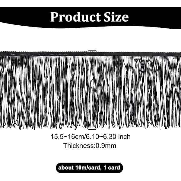 9m 15 cm:n franssi reunuspitsi, musta ketju reunuspitsi nauha latin tanssimekkoon DIY vaatteiden koristeluun lampunvarjoon
