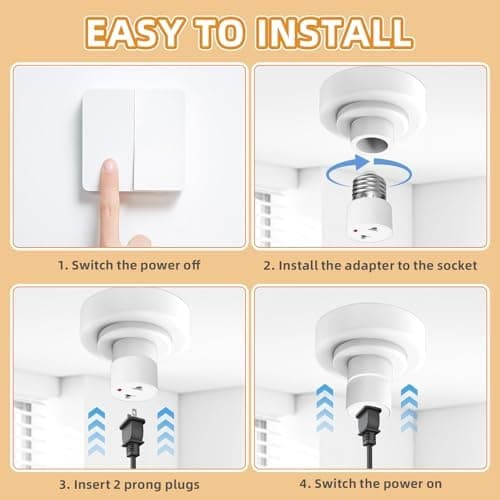 35x50mm 2-pack E27 Bulb Socket Adapter Light Socket Converter Screw Socket Bulb Converter for Porch Camera Patio Garage