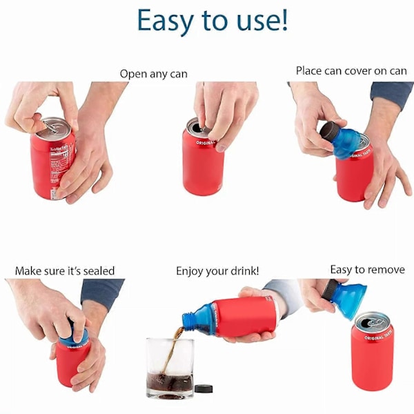 6-PACK Lock för läskburkar Spillskydd Öl Juice Läsk Energidrycker, 50% Rabatt (FMY)