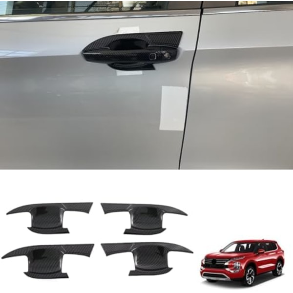 för Mitsubishi Outlander 2023 2024 2025 Dörrhandtag Skålskydd Trim (Svart) Carbon Fiber