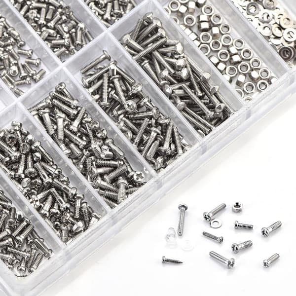 1000 stk Micro Brille Forma Mini Solbriller Sortiment Skruv Klok Mutter Reparationssæt til Rustfrit Stål Skruer