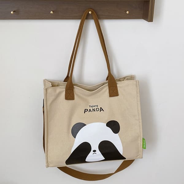 Sød Panda trykt skuldertaske Mode skuldertaske SORT Black