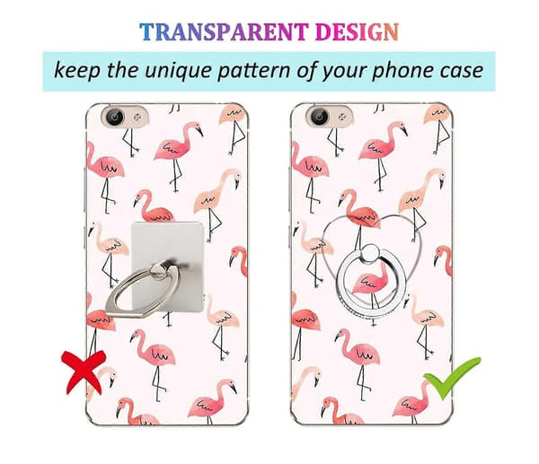 Transparent Hjerte Telefonringholder, Transparent Ring Telefonholder med Diamantring