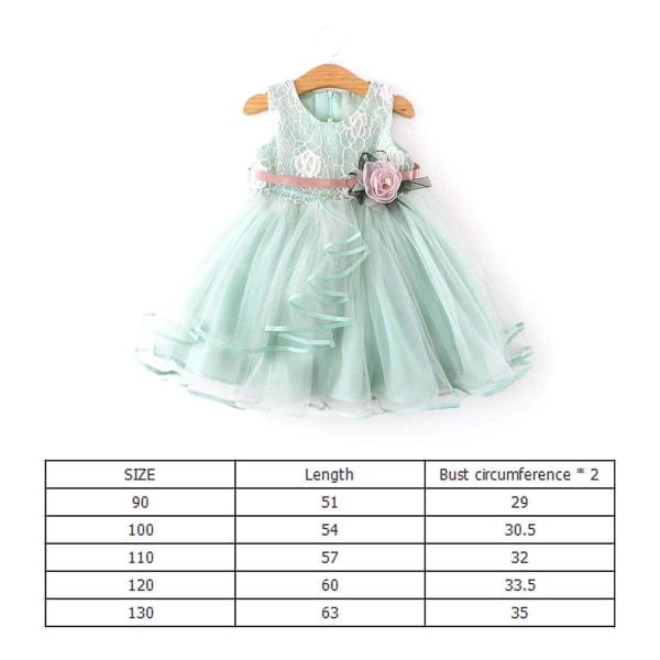 Babyflicka Klänning För Höstbröllop Födelsedag Spetsklänning För Sommarevenemang Semesterkläder Grön 120cm