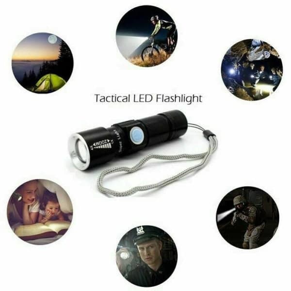 Høj effekt 5000 lumen USB opladbar lommelygte