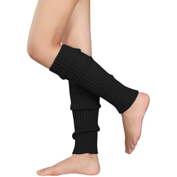 Dame Benvarmere i 80'er Ribstrik Black