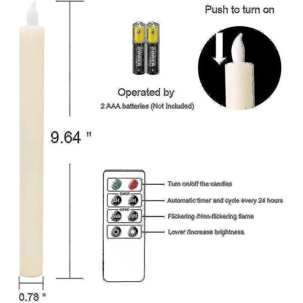 Dww - 6-pak Batteridrevne LED-lys med fjernbetjening og timer, ægte voksflimrende varmt hvidt lys