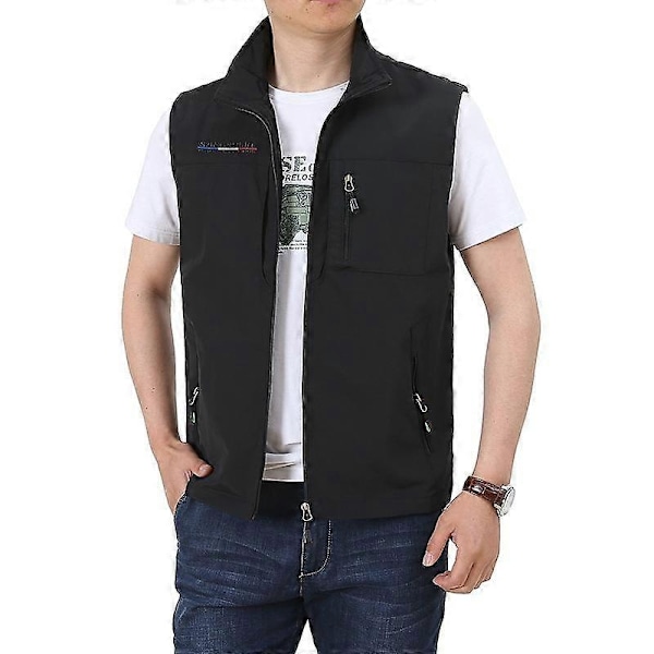 Herr Frilufts Sommar Arbetsväst Vår Multi-fickor Taktiska Västar Stor Storlek M-6XL Man Vandring Fiske Ärmlösa Jackor-xindaren svart XXXXL black